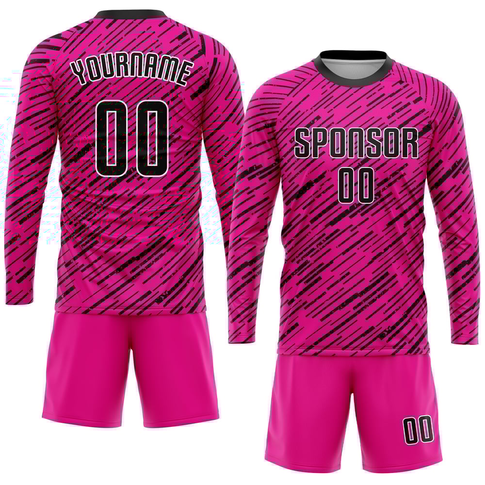 Custom Soccer Jersey Pink Uniform Sublimation Black-White
