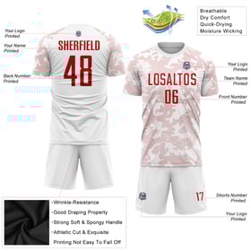 White Jersey Red Sublimation Uniform Custom Soccer
