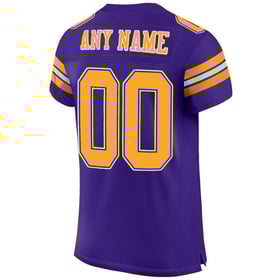 Authentic Football Custom Jersey Purple Mesh Gold-White