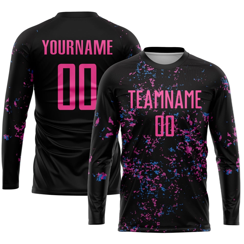 Custom Pink-Light Sublimation Black Jersey Blue Uniform Soccer