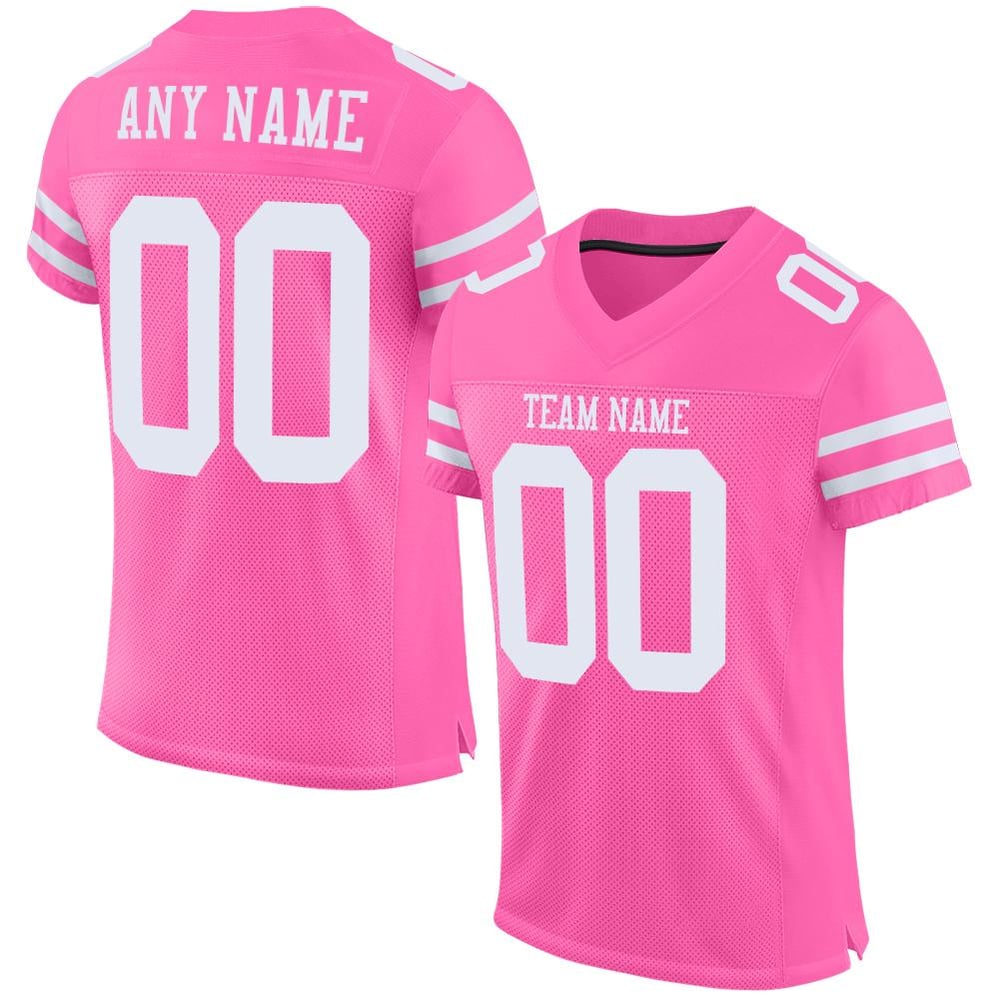 Football Jersey Authentic Pink White Custom Mesh