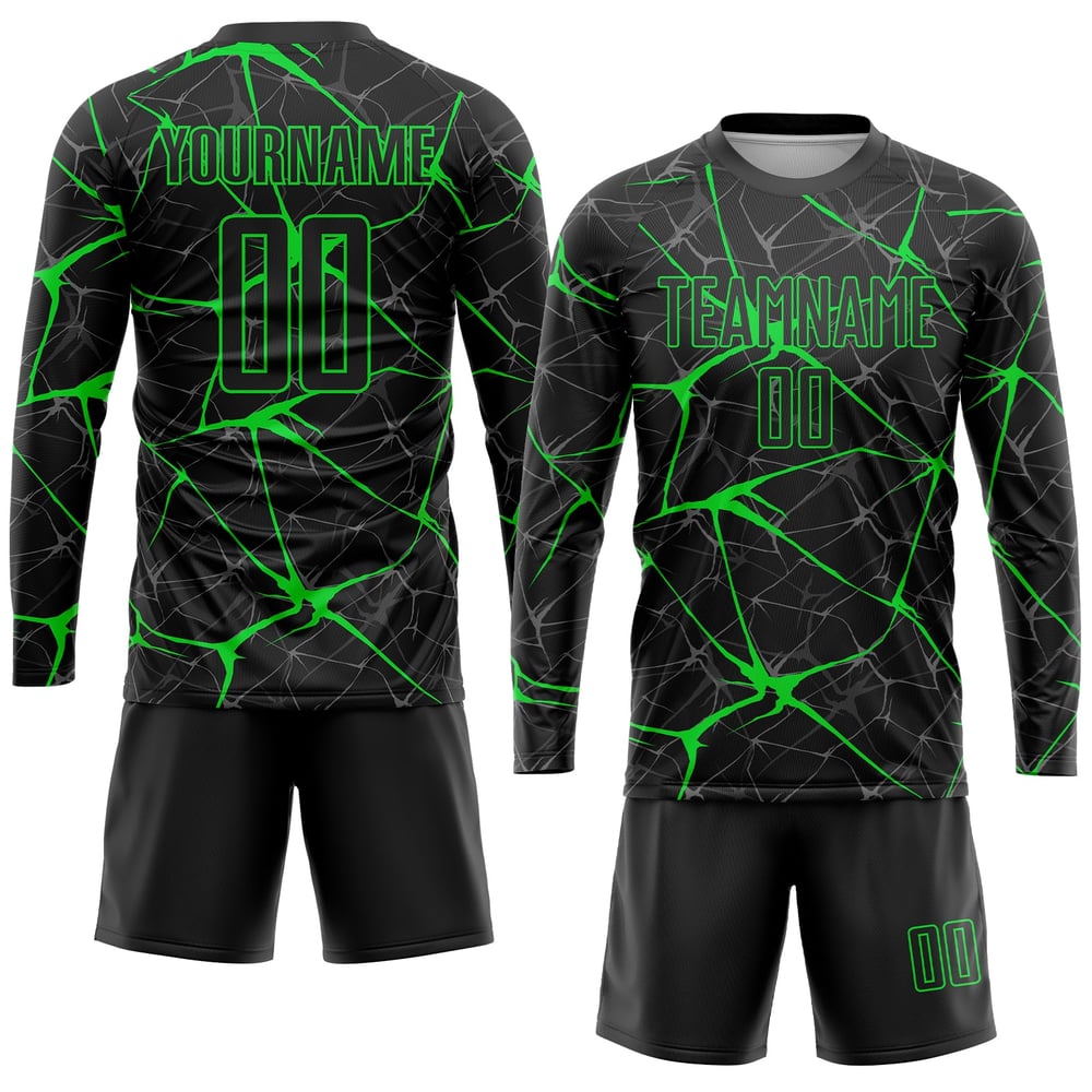 Uniform Soccer Black Neon Jersey Custom Green Sublimation