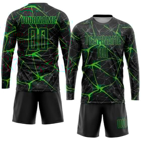 Uniform Soccer Black Neon Jersey Custom Green Sublimation