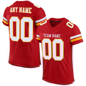 Custom White-Gold Authentic Mesh Jersey Red Football