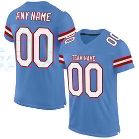 Authentic Mesh White-Red Light Blue Jersey Football Custom
