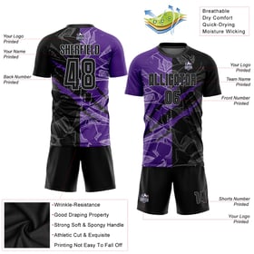 Sublimation Graffiti Jersey Black Pattern Purple-Gray Uniform Soccer Custom Scratch