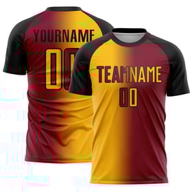 Fashion Gradient Custom Jersey Sublimation Kastanienbraun Gold-Schwarz Fußballuniform