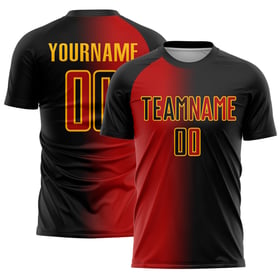 Uniform Rot-Gold Custom Sublimation Jersey Fußball Farbverlauf Schwarz Mode