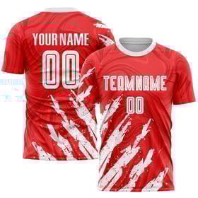 Sublimation Custom Jersey Soccer Red Uniform White