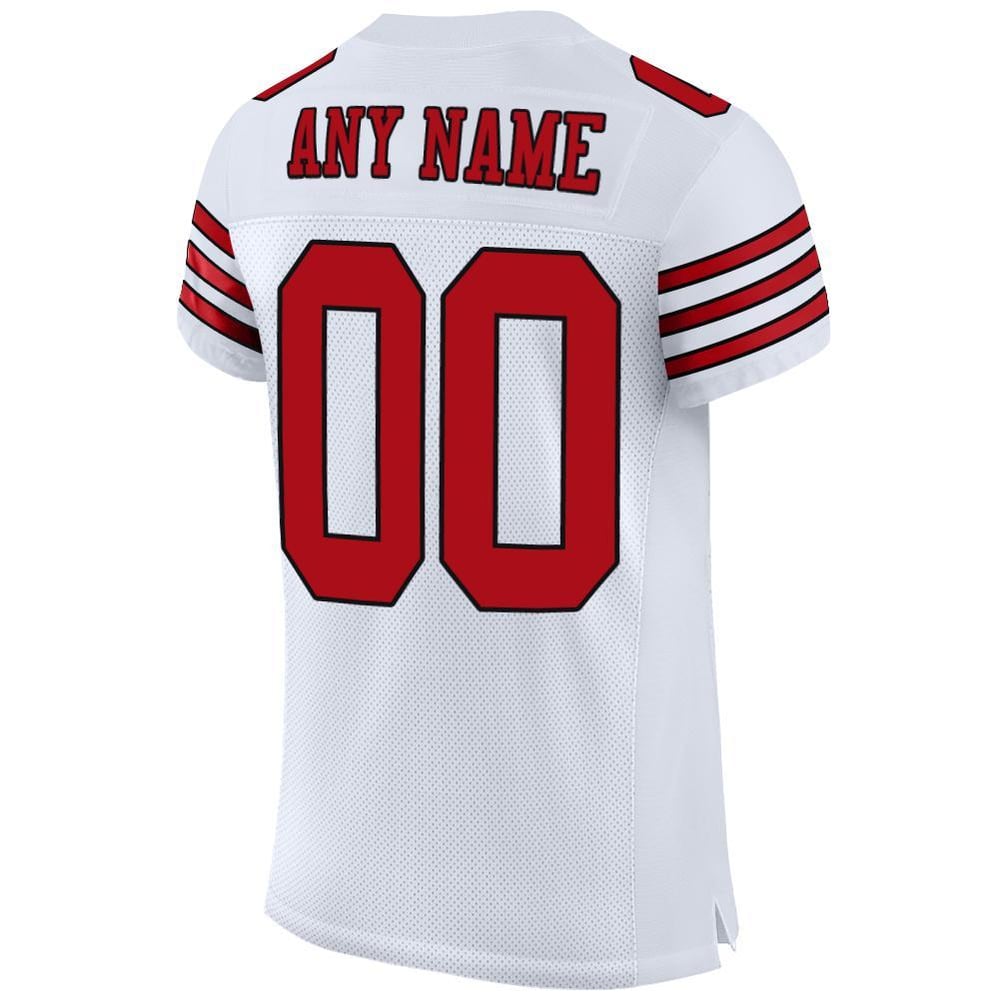 Football Authentic Custom Jersey Red-Black Mesh White