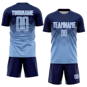 Maglia da calcio personalizzata con stampa a sublimazione blu navy e bianco