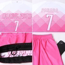 Sublimation White Pink Uniform Custom Jersey Soccer