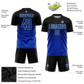 Uniform Soccer Blue Black Jersey Sublimation Custom Royal-Light