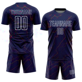 Maglia da calcio sportiva stampata a sublimazione Lightning Uniform Crimson-White Custom Navy