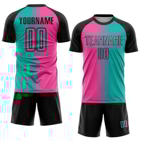 Mode Uniform Aqua Benutzerdefinierte Gradienten Rosa-Schwarz Jersey Sublimation Fußball