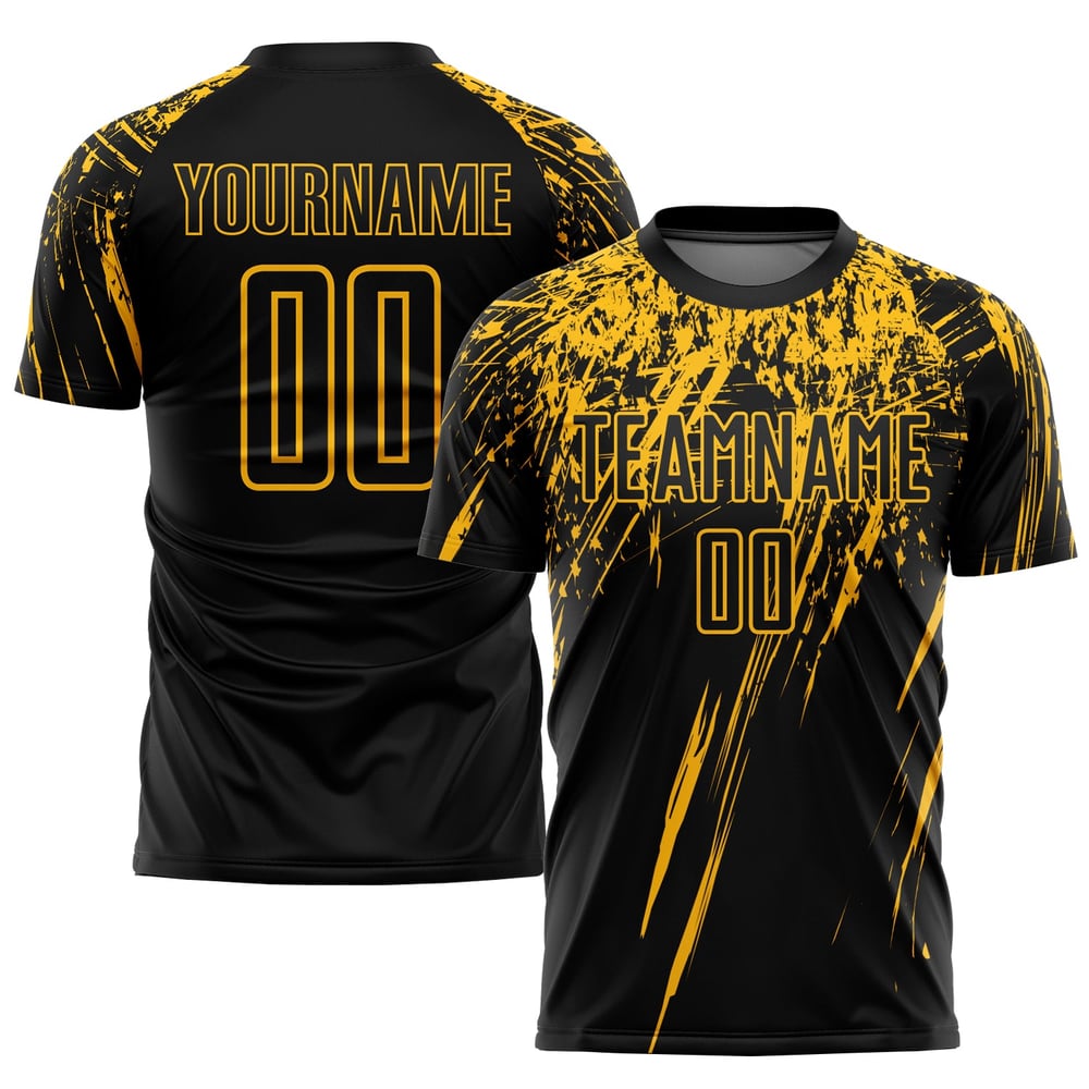 Soccer Gold Black Uniform Jersey Custom Sublimation