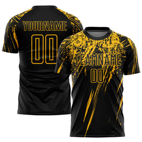 Soccer Gold Black Uniform Jersey Custom Sublimation