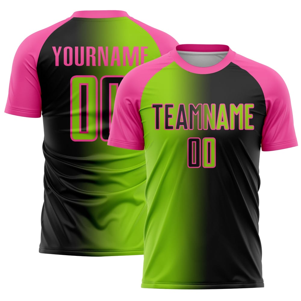 Gradient Jersey Schwarz Neon Uniform Grün-Pink Custom Fußball Mode Sublimation