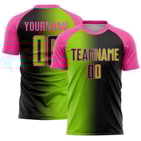 Gradient Jersey Schwarz Neon Uniform Grün-Pink Custom Fußball Mode Sublimation