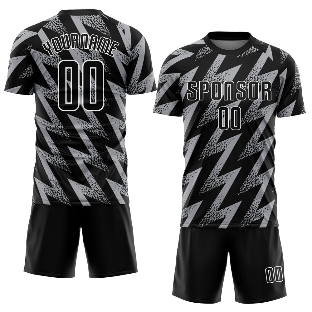 Fußball Sublimation Jersey Grau Schwarz-Weiß Uniform Custom
