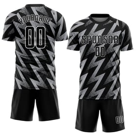 Fußball Sublimation Jersey Grau Schwarz-Weiß Uniform Custom