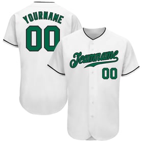 Maglia da baseball personalizzata bianca autentica verde-nera Kelly