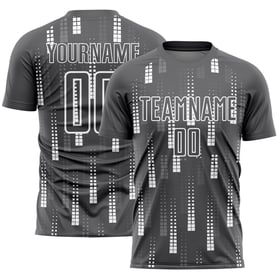Maillot de football personnalisé à sublimation géométrique gris acier et blanc