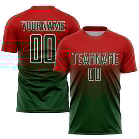 Maillot de football personnalisé à sublimation rouge, vert et blanc