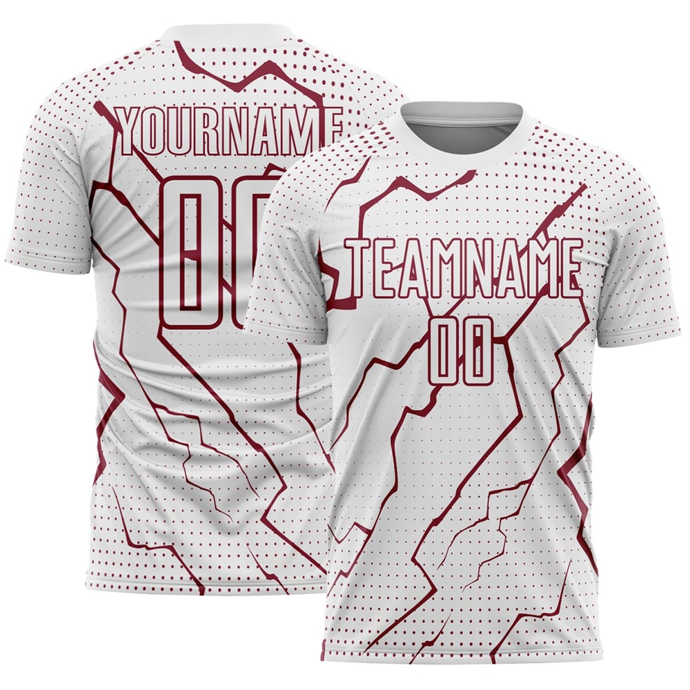 Maglia da calcio Crimson Custom Sports White Lightning stampata a sublimazione