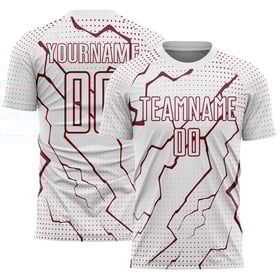 Maglia da calcio Crimson Custom Sports White Lightning stampata a sublimazione