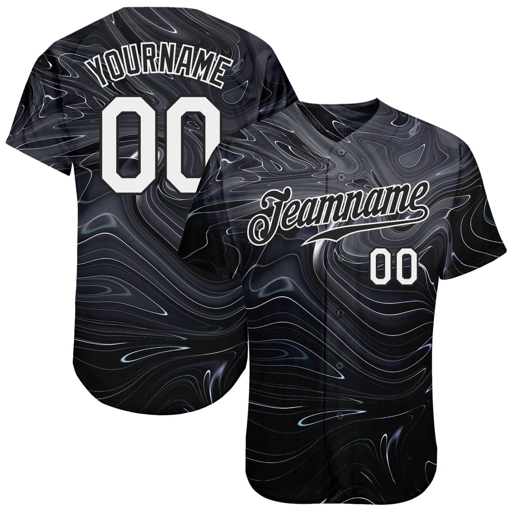 Maglia personalizzata con motivo 3D, motivo astratto marmorizzato fluido artistico da baseball liquido autentico