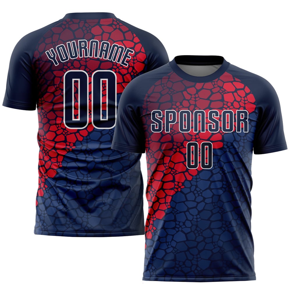 Jersey Sublimation Soccer Navy Navy-Red Uniform Custom