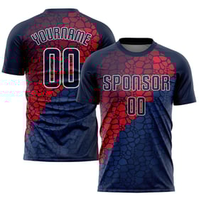 Jersey Sublimation Soccer Navy Navy-Red Uniform Custom