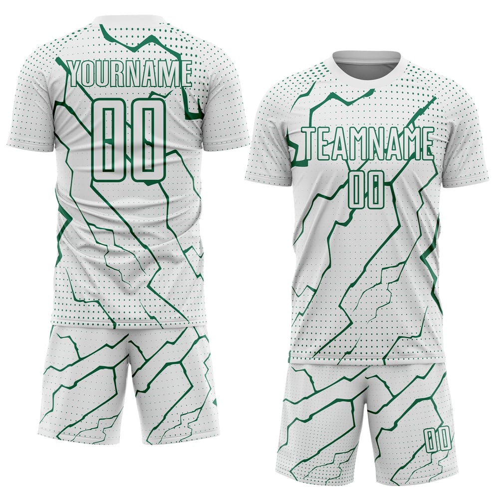 Maglia da calcio Kelly Sports personalizzata con stampa sublimatica bianca e verde da Lightning