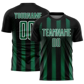 Form Grün-Weiß Sublimation Schwarz Custom Uniform Kelly Fußball Jersey Geometrisch
