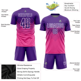 Sublimation Soccer Jersey Purple-White Custom Pink Uniform