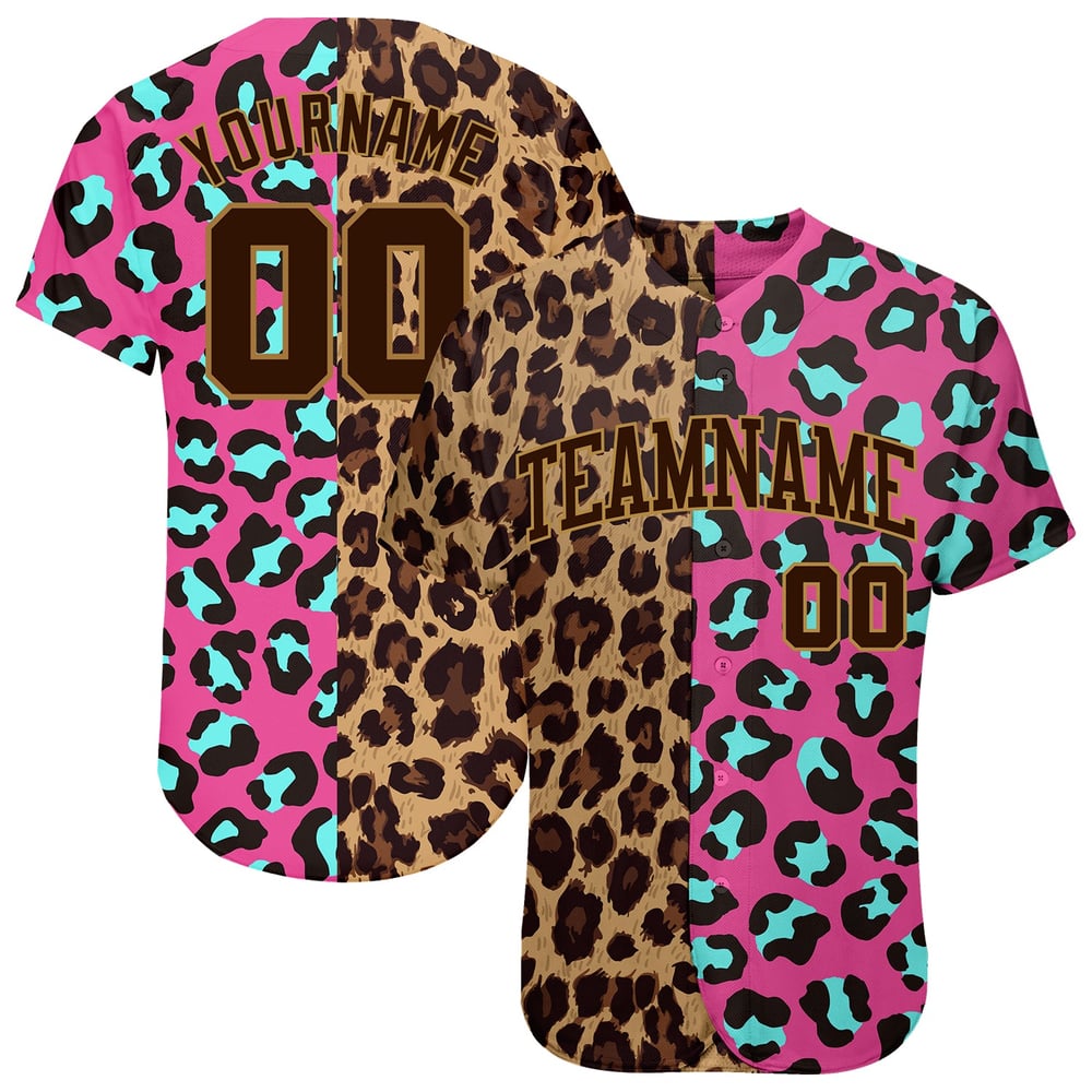 Camiseta de béisbol con diseño personalizado auténtico de leopardo 3D