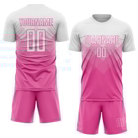 Maillot de football personnalisé rose et blanc par sublimation