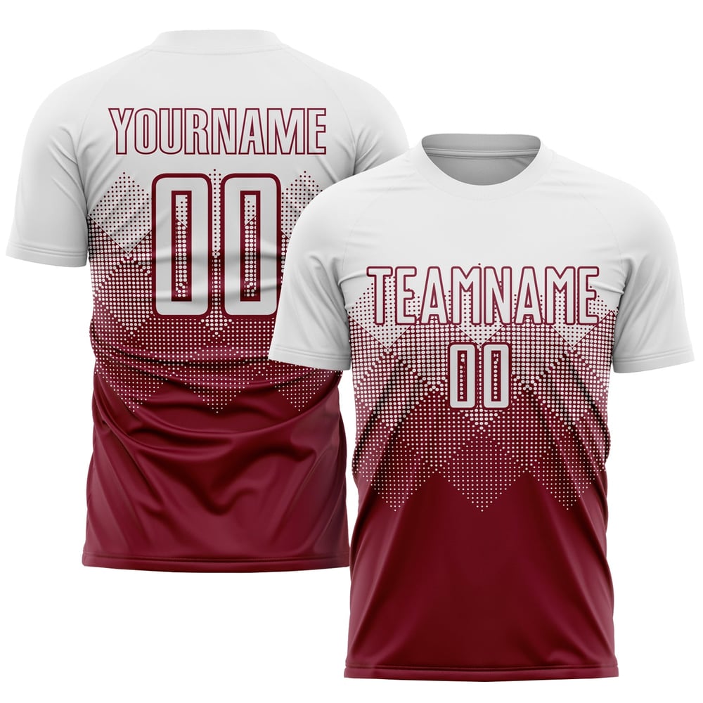 White Sublimation Custom Jersey Crimson Uniform Soccer