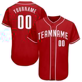 Maglia da baseball rossa personalizzata, bianca, autentica