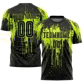 Jersey Sublimation Neon Green Uniform Custom Black Soccer