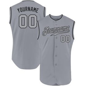 Custom Gray-Black Gray Baseball Authentic Sleeveless Jersey