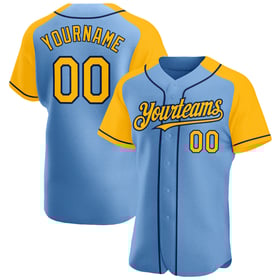 Blue Jersey Gold-Navy Baseball Authentic Raglan Sleeves Custom Light