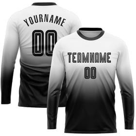 Fashion Sublimation Jersey Uniform Fade Black Sleeve Soccer Custom Long White