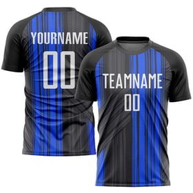 White-Royal Black Sublimation Jersey Soccer Custom Uniform