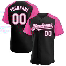 Sleeves Jersey White-Pink Baseball Custom Authentic Black Raglan