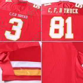 Custom White-Gold Authentic Mesh Jersey Red Football