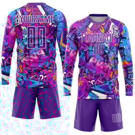 Soccer Pattern Sublimation Custom Uniform Graffiti Purple-White Jersey