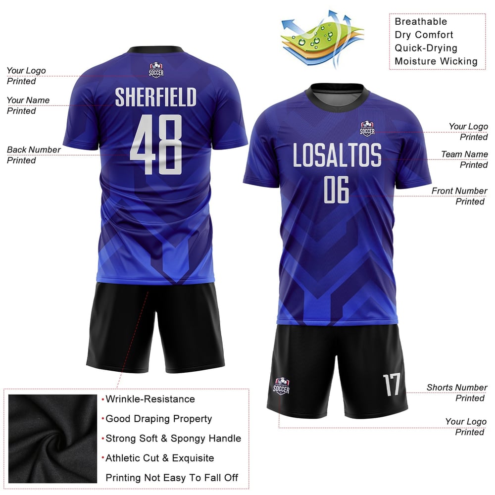 Jersey Dark Custom Sublimation Royal-Navy Soccer White Purple Uniform
