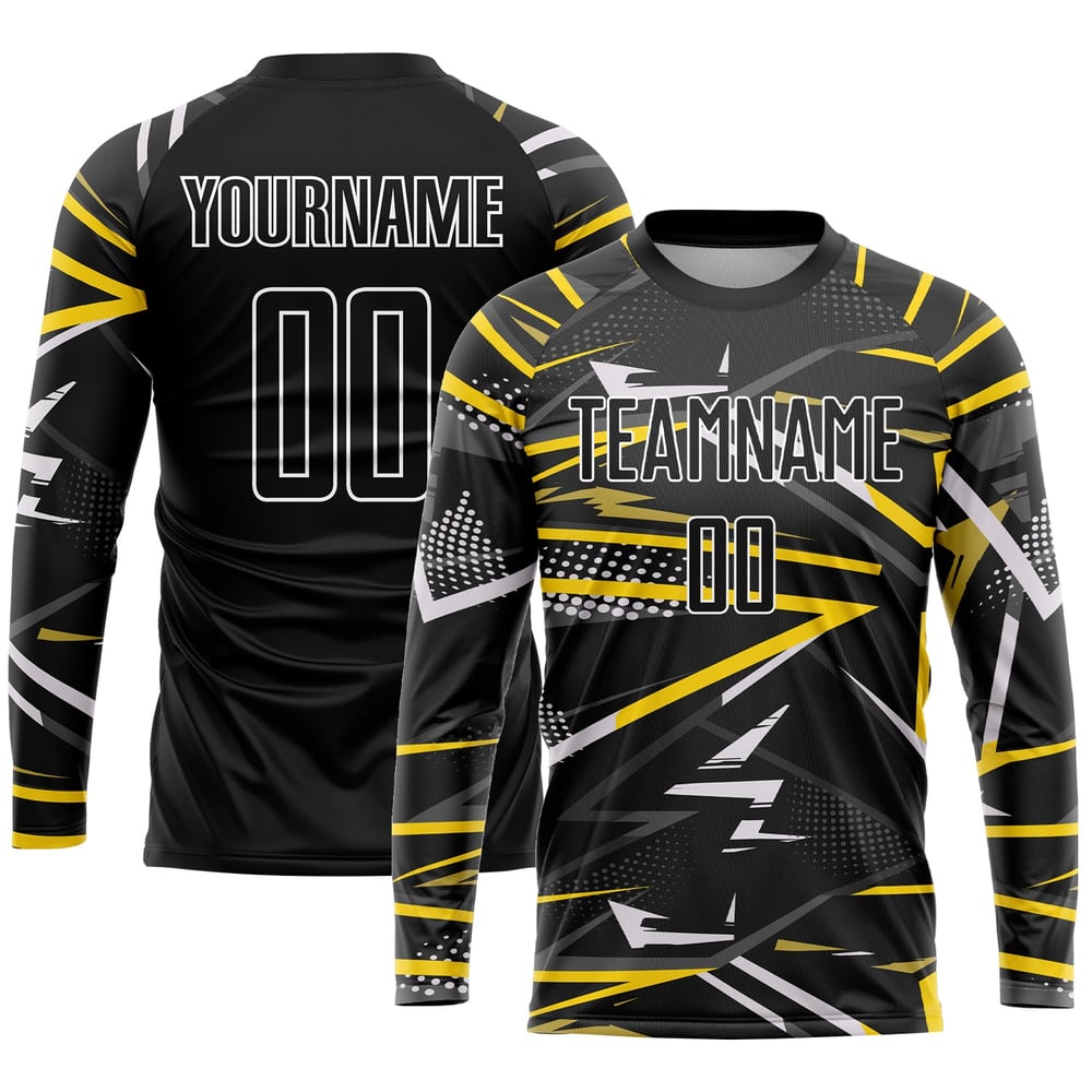 Black Jersey Soccer Sublimation Black-Gold Custom Uniform